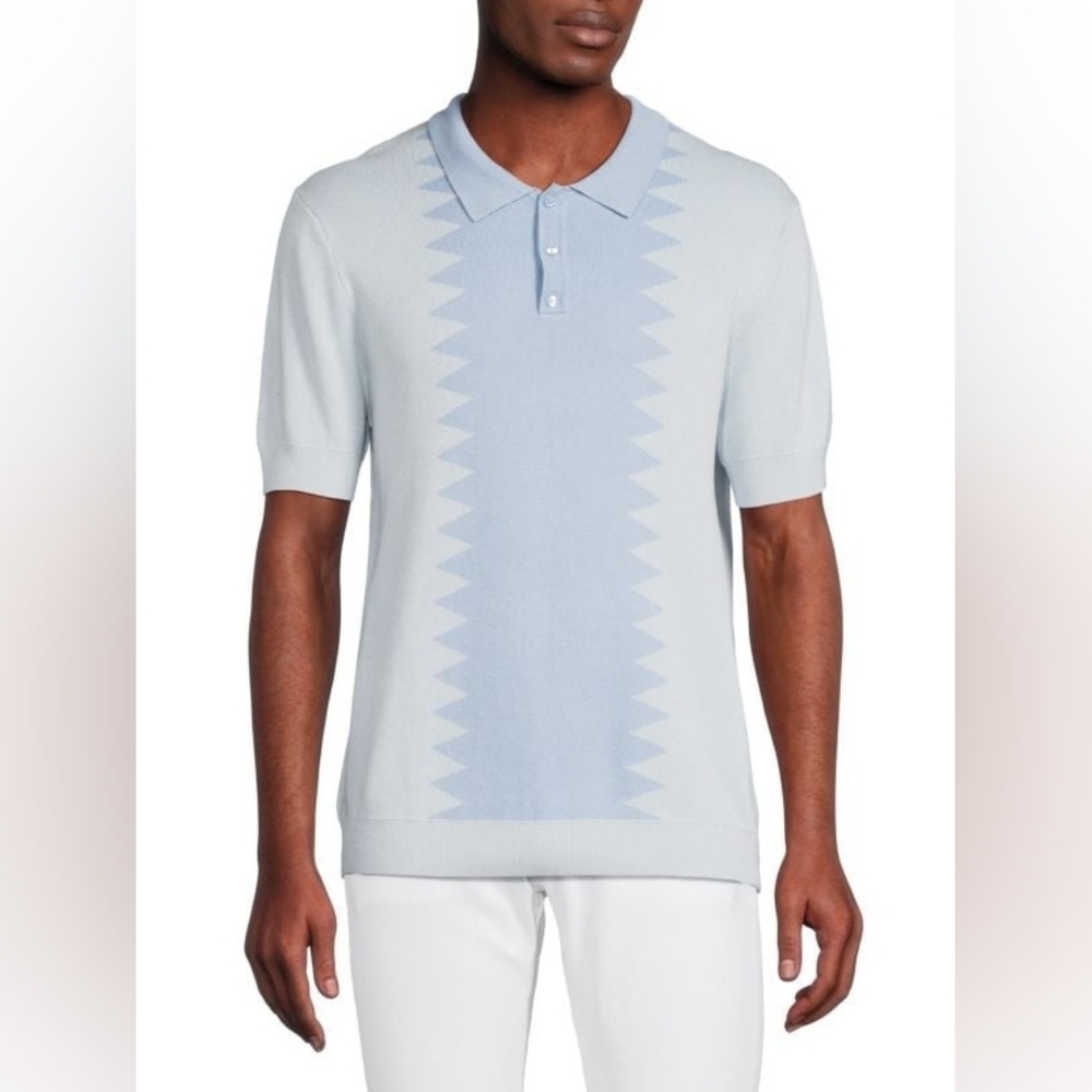 NWT Men's Truth by Republic Geometric Sweater Polo Light Blue Size XL